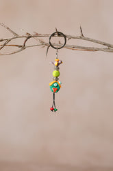 Glasperlen Schlüsselanhänger | Murano-Glas | Vogel |  Gelb-Grün | Handgemacht | Einzigartiges Design